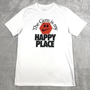 Nike Dri-FIT “The Gym Is My Happy Place” White Graphic Training T-Shirt Men’s M